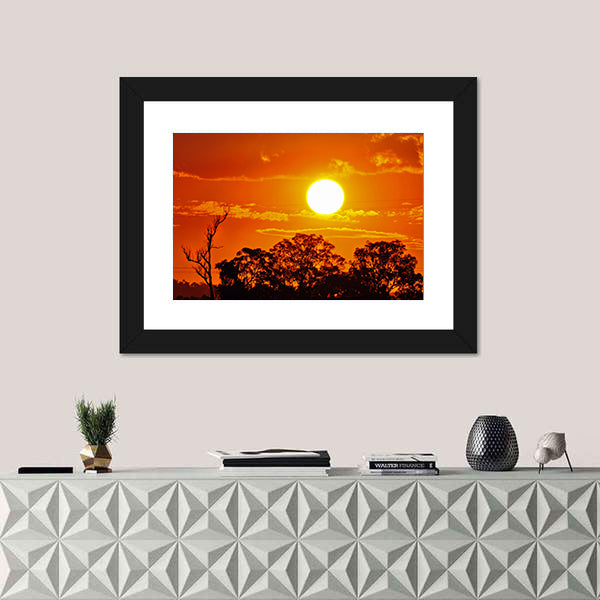 Burning Sun Over Jungle Canvas Wall Art