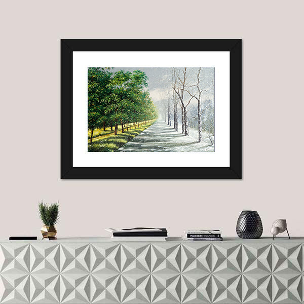 Summer to Winter Forest Path Canvas Wall Art