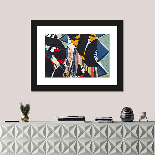 Hand Painted Paper Collage Canvas Wall Art