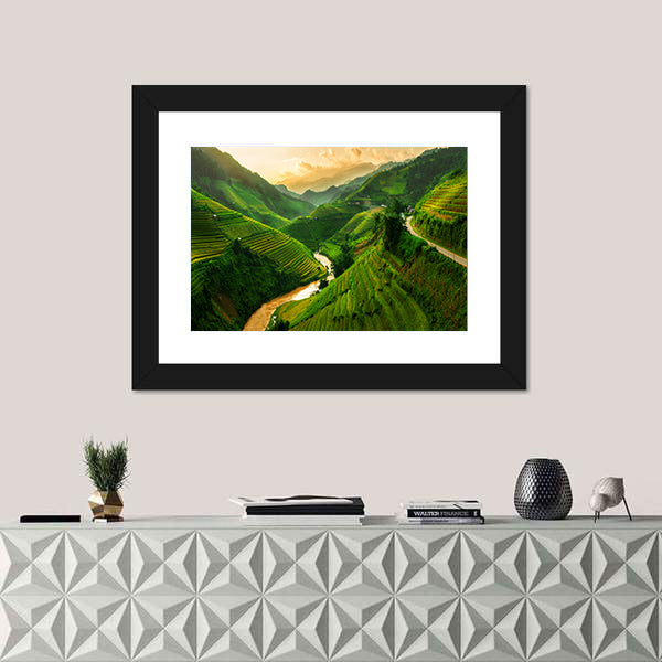Terraced Rice Field In Mu Cang Chai In Vietnam Canvas Wall Art