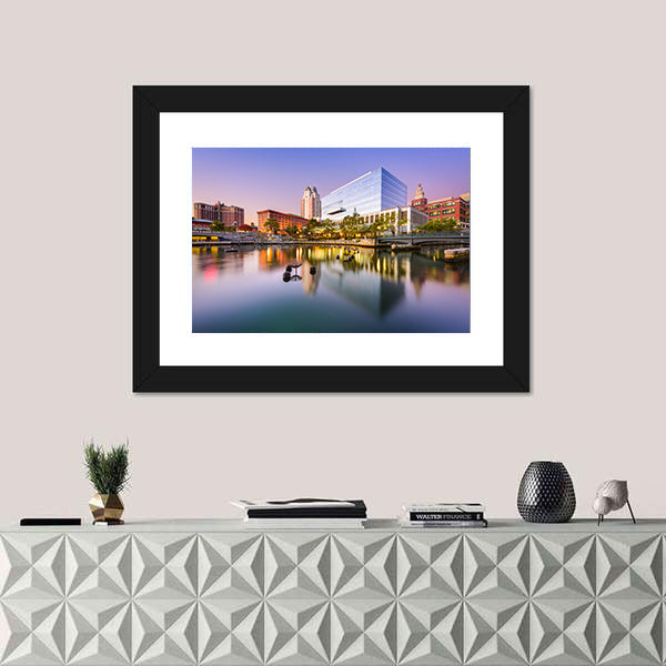 Providence Skyline at Blue Hour Canvas Wall Art