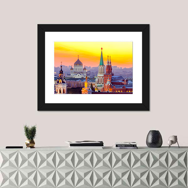 Moscow Kremlin and Cathedral of Christ the Saviour Canvas Wall Art