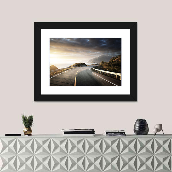 Winding Coastal Road in Lofoten Canvas Wall Art