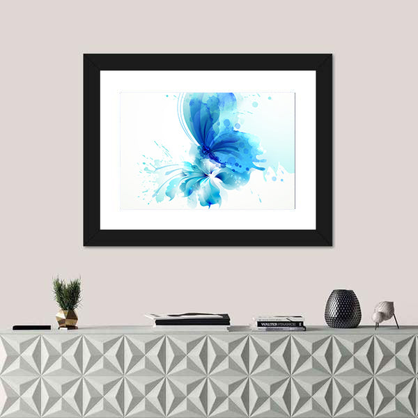 Translucent Blue Butterfly Abstract Canvas Wall Art