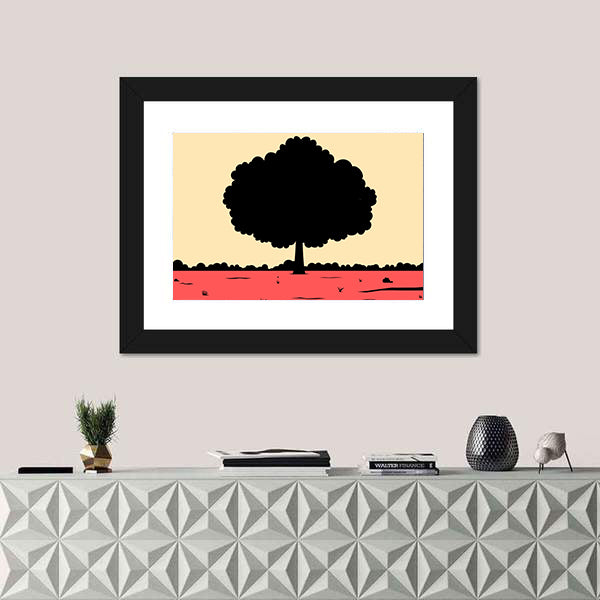 Silhouette Of Tree Canvas Wall Art