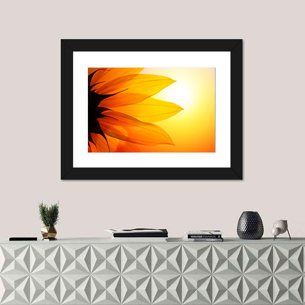 Yellow Sunflower Petals At Sunset Canvas Wall Art