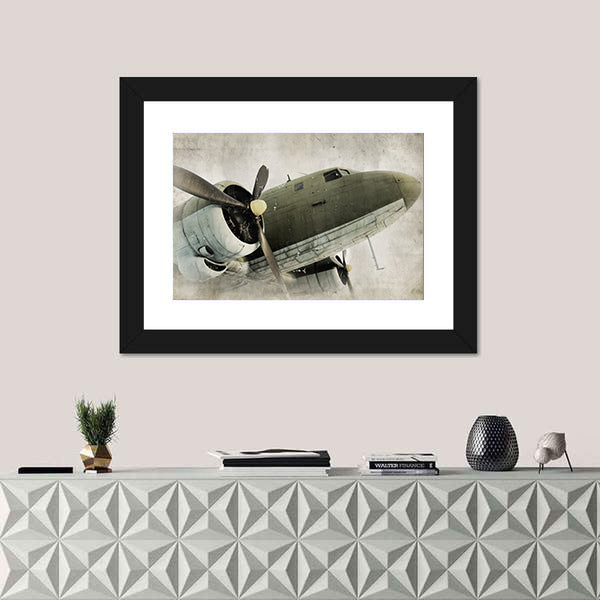Old Propeller Airplane Canvas Wall Art