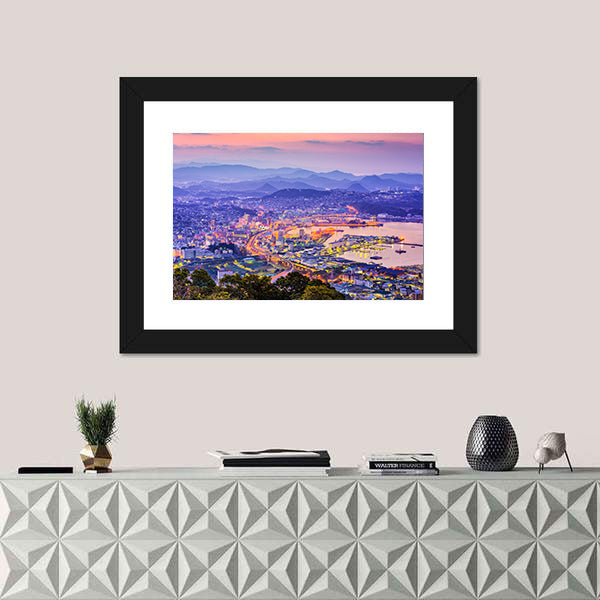 Sasebo Downtown Skyline In Nagasaki Japan Canvas Wall Art