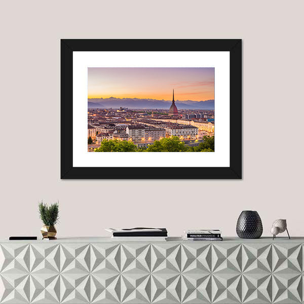 Torino Cityscape In Turin Italy Canvas Wall Art