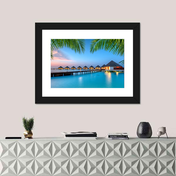 Water Villas on Maldives Resort Canvas Wall Art