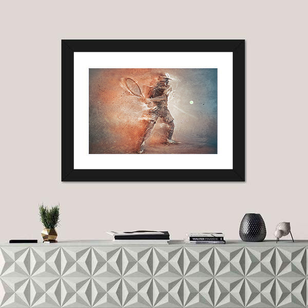 Tennis Player Hitting The Ball Illustration Canvas Wall Art