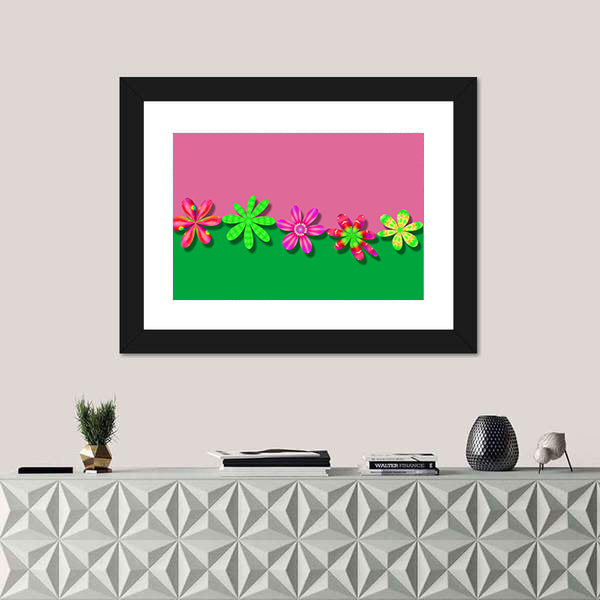Fantasy Pink &amp; Green Flowers Canvas Wall Art