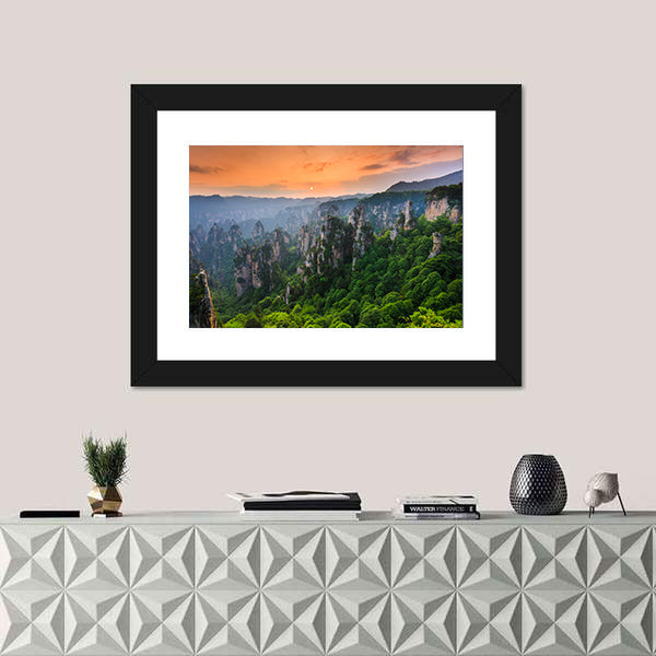 Zhangjiajie National Forest Park At Sunset In China Canvas Wall Art