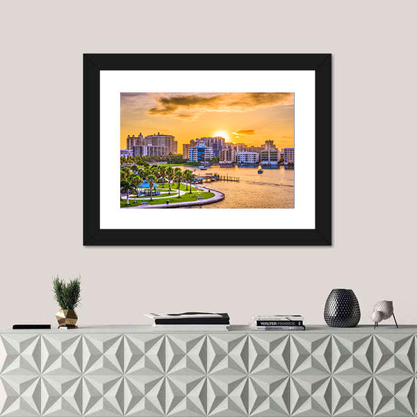 Sarasota Downtown Skyline at Golden Hour Canvas Wall Art