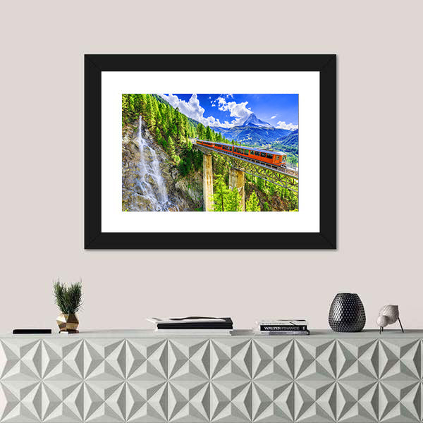 Gornergrat Tourist Train In Zermatt, Switzerland Canvas Wall Art