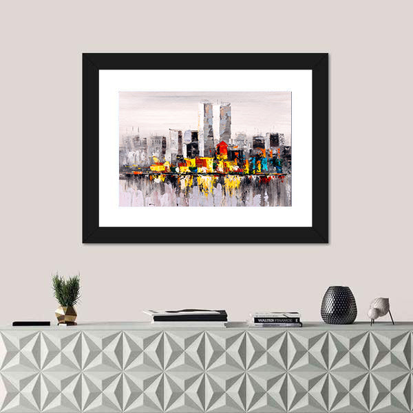 Abstract New York City Skyline with Reflection Canvas Wall Art