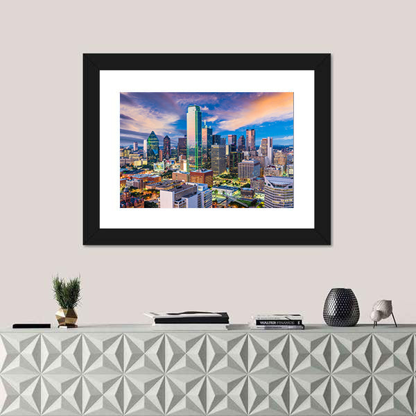Dallas Skyline at Twilight Canvas Wall Art
