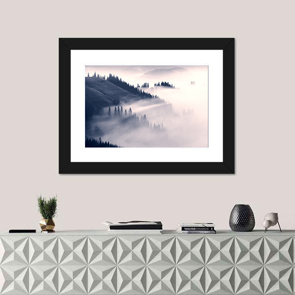 Foggy Carpathians In Ukraine Canvas Wall Art