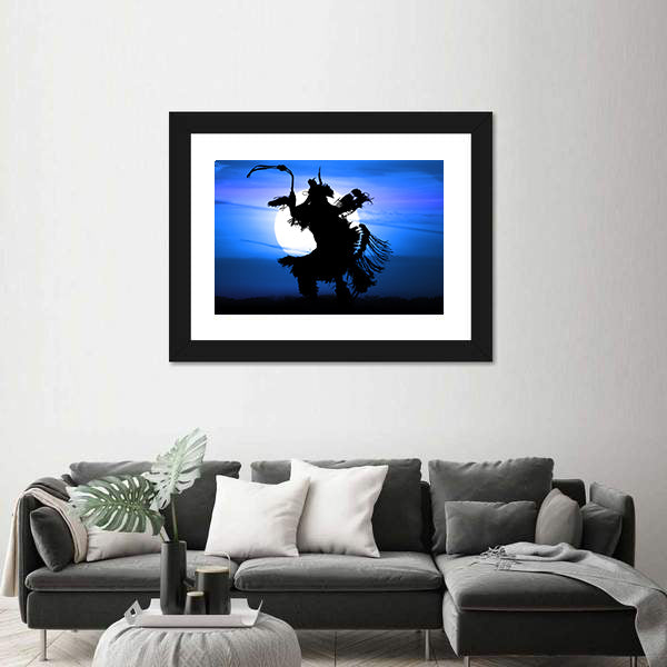 Native American Dancer Silhouette Canvas Wall Art