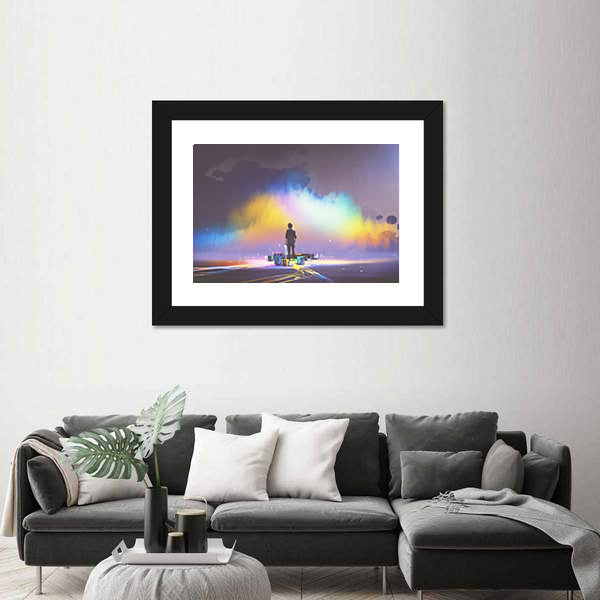 Creative Mind Silhouette with Color Explosion Canvas Wall Art