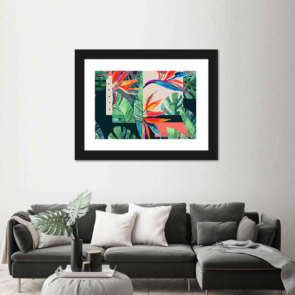 Watercolor Exotic Flowers Canvas Wall Art