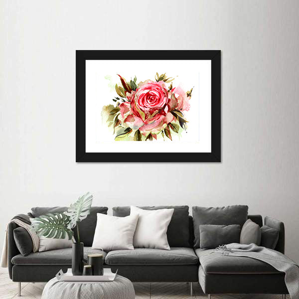 Red Watercolor Roses Canvas Wall Art
