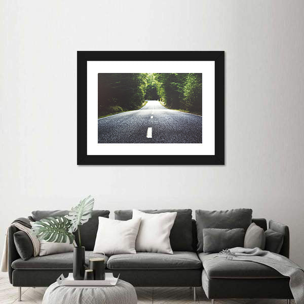 Summer Country Road Through Forest Canvas Wall Art