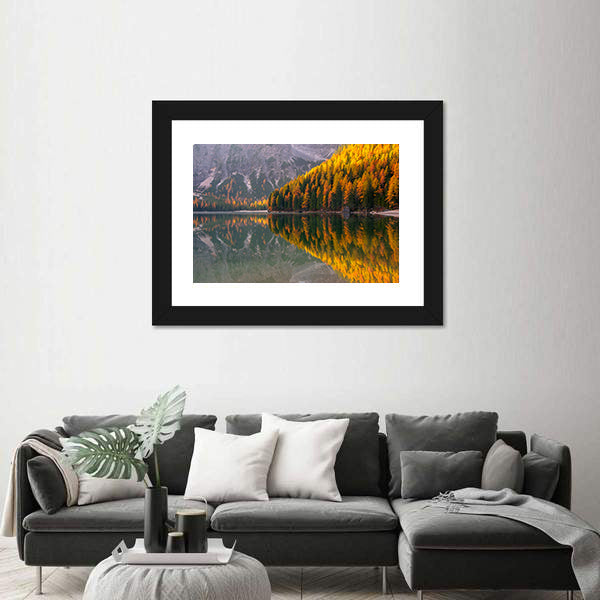 Braies Lake in Autumn Canvas Wall Art