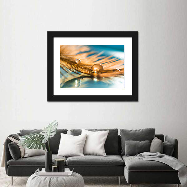 Golden Feather Of A Bird Abstract Canvas Wall Art