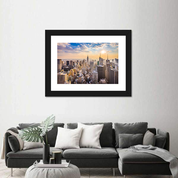 Manhattan Skyline with Empire State Building Canvas Wall Art