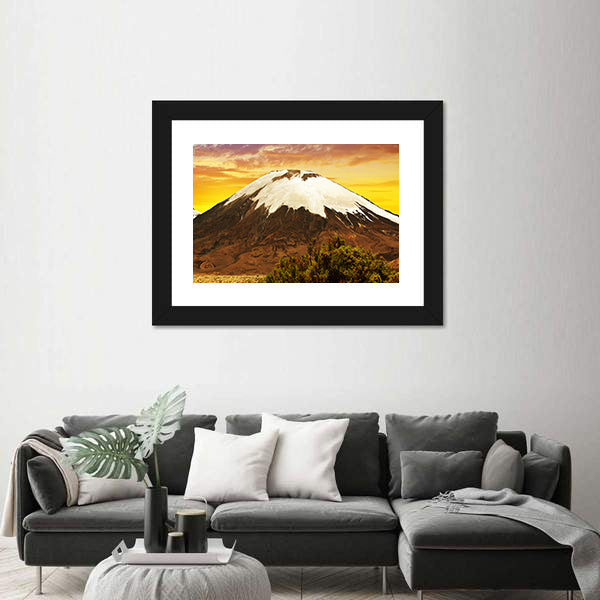 Volcano Parinacota At Sunset In Chile Canvas Wall Art