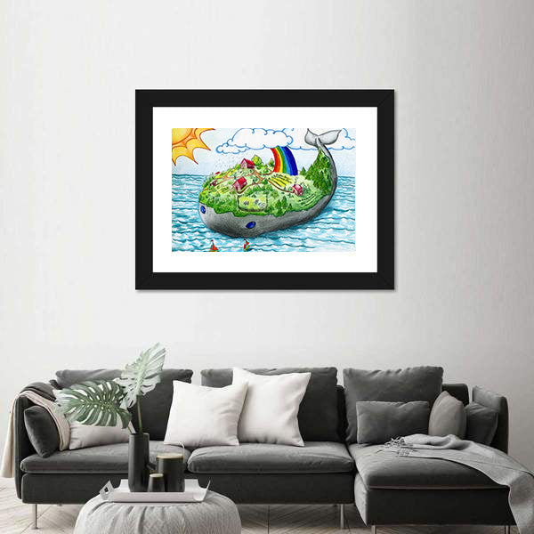 Fairy Tale Whale Island Canvas Wall Art