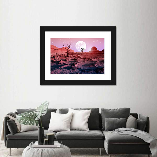 Lonely Dry Trees in Desert Canvas Wall Art