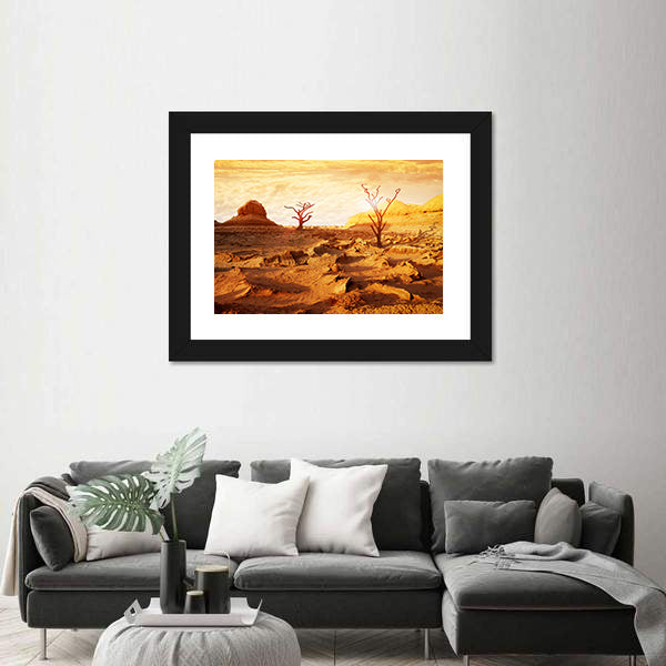 Sunset Above Dry Desert Canvas Wall Art
