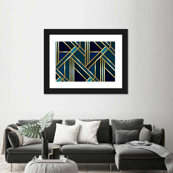 Golden Geometric Pattern Canvas Wall Art