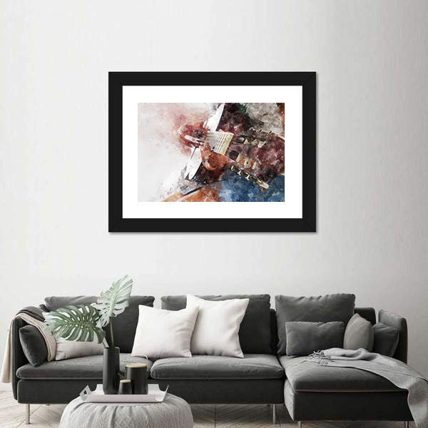 Watercolor Guitar Close-up Canvas Wall Art