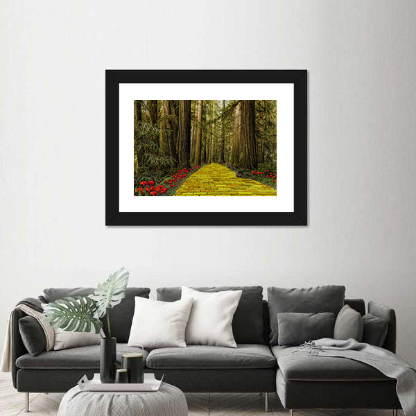 Yellow Brick Road Path In Garden Canvas Wall Art