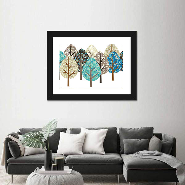 Autumn Patterned Trees Canvas Wall Art