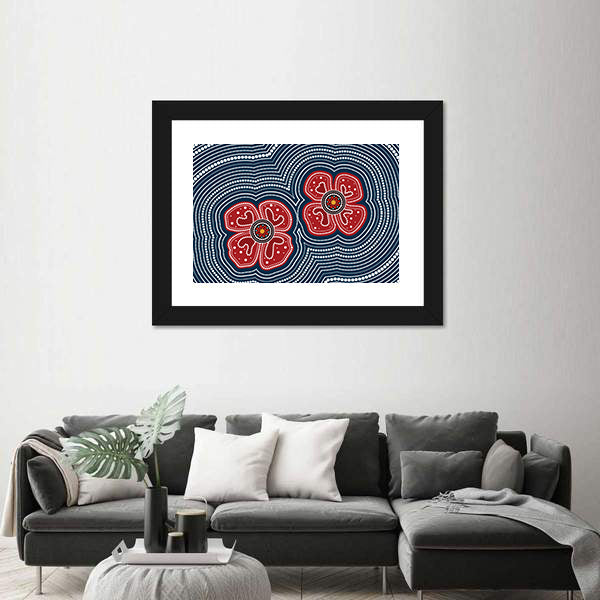 Dotted Red Poppy Flowers Canvas Wall Art
