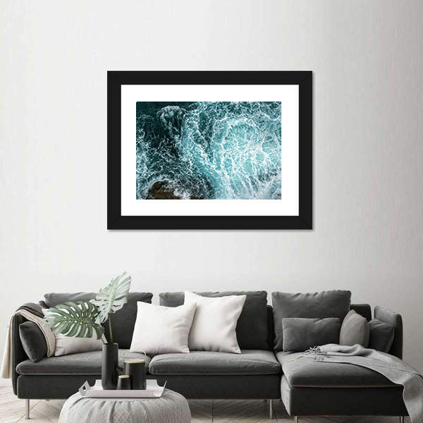 Waves In Blue Ocean Canvas Wall Art