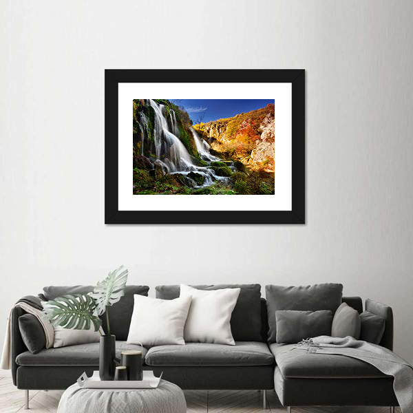 Waterfall In Plitvice Lakes National Park Canvas Wall Art