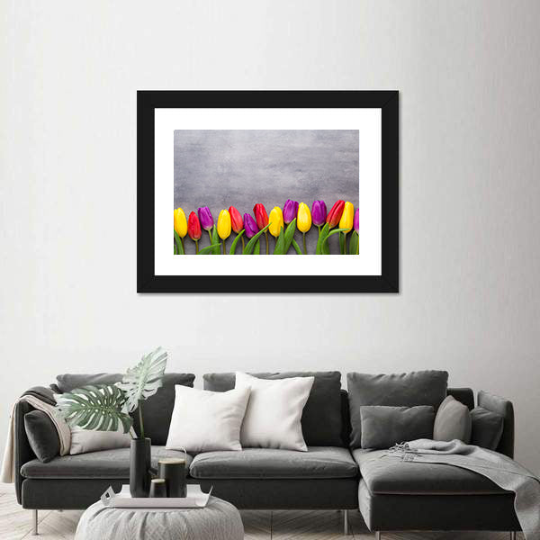 Multicolored Spring Flowers Tulips Canvas Wall Art