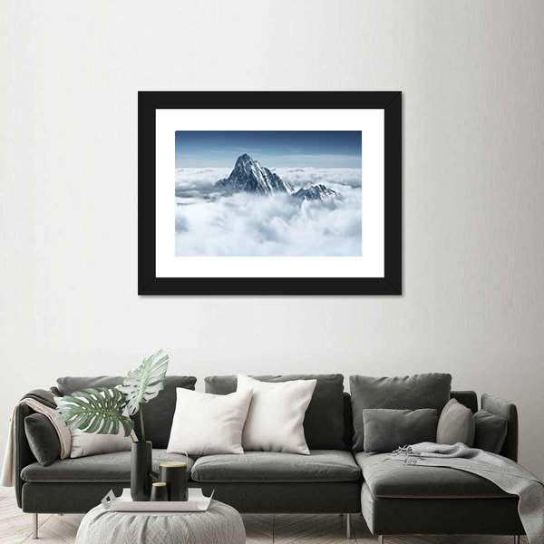 Alpine Mountain In The Clouds Canvas Wall Art