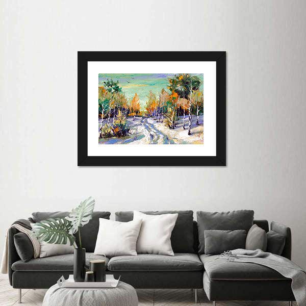 Road To Winter Woods Canvas Wall Art