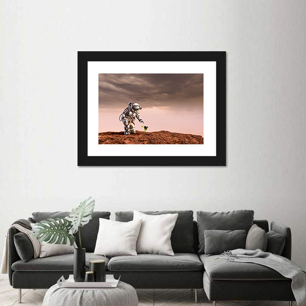 Astronaut on Rust-red Planet Canvas Wall Art