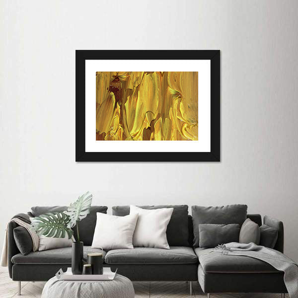 Gold Brushstrokes Abstract Canvas Wall Art