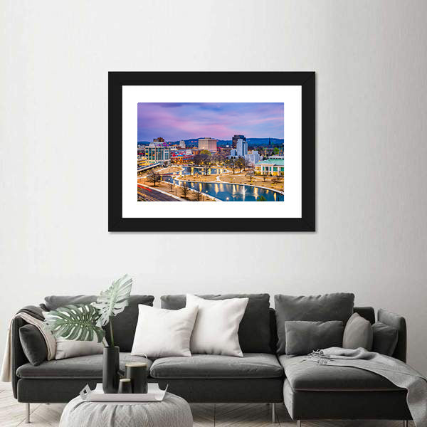 Huntsville Cityscape at Twilight Canvas Wall Art