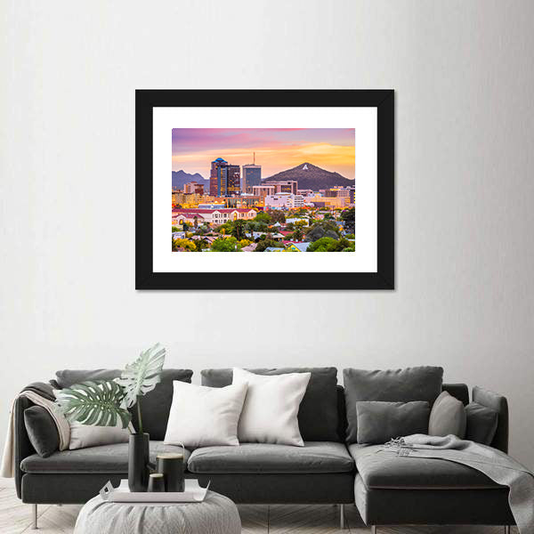 Tucson Skyline In Arizona Canvas Wall Art