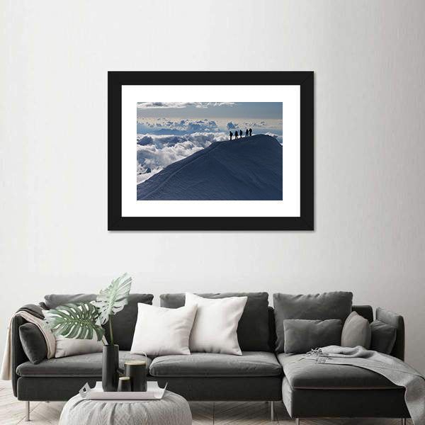 Climbers On Mountain Top Canvas Wall Art