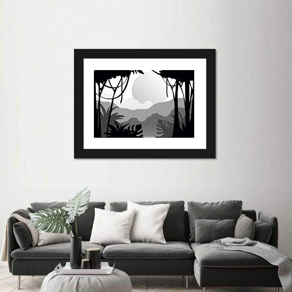 Tropical Forest Silhouette Canvas Wall Art